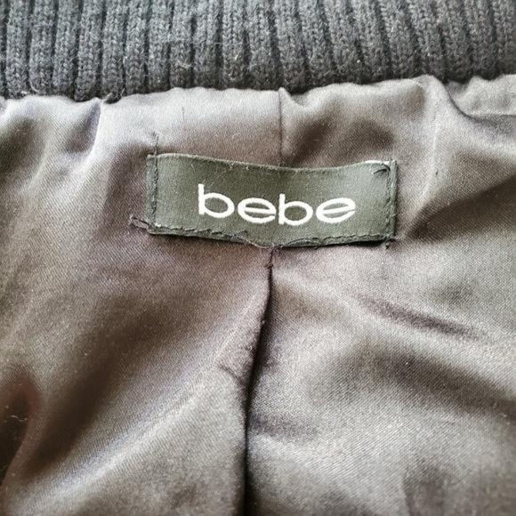Bebe Black Bomber Puffer Ski Jacket Sweater Sleeve Y2K - Picture 4 of 6